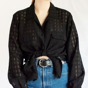 Vintage Sheer Checkered Button Up